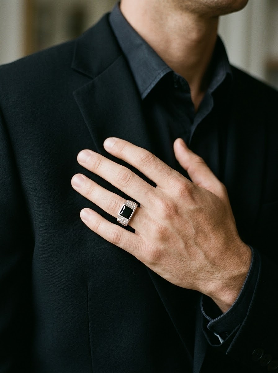 Midnight Onyx Heritage Men’s Ring – 925 Sterling Silver