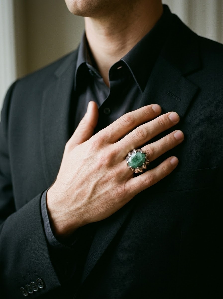 Emerald Majesty Men’s Ring – 925 Sterling Silver