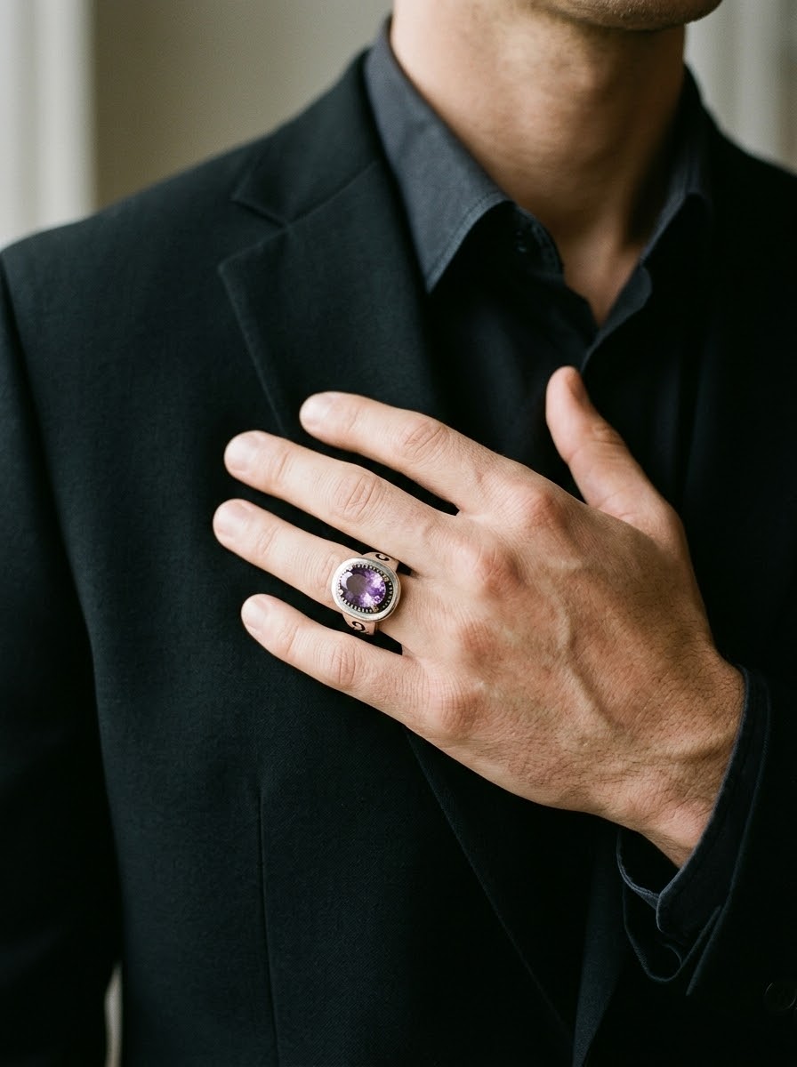 Amethyst Legacy Men’s Ring – 925 Sterling Silver
