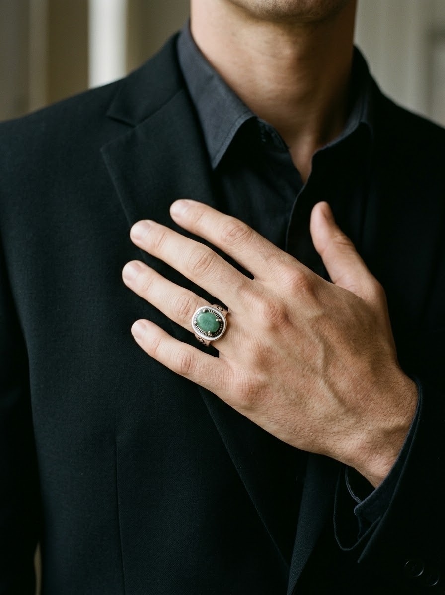 Emerald Heritage Men’s Ring – 925 Sterling Silver