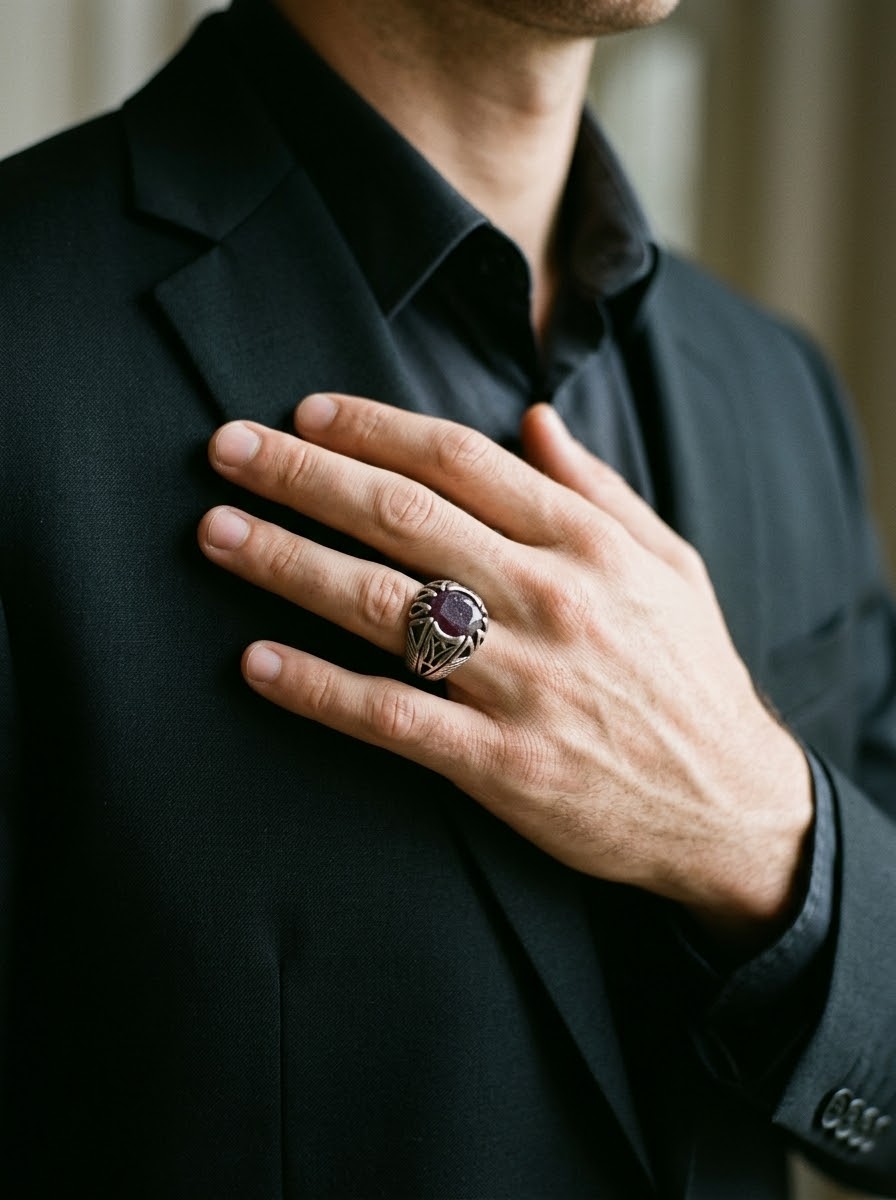 Ruby Imperial Emblem Men’s Ring – 925 Sterling Silver