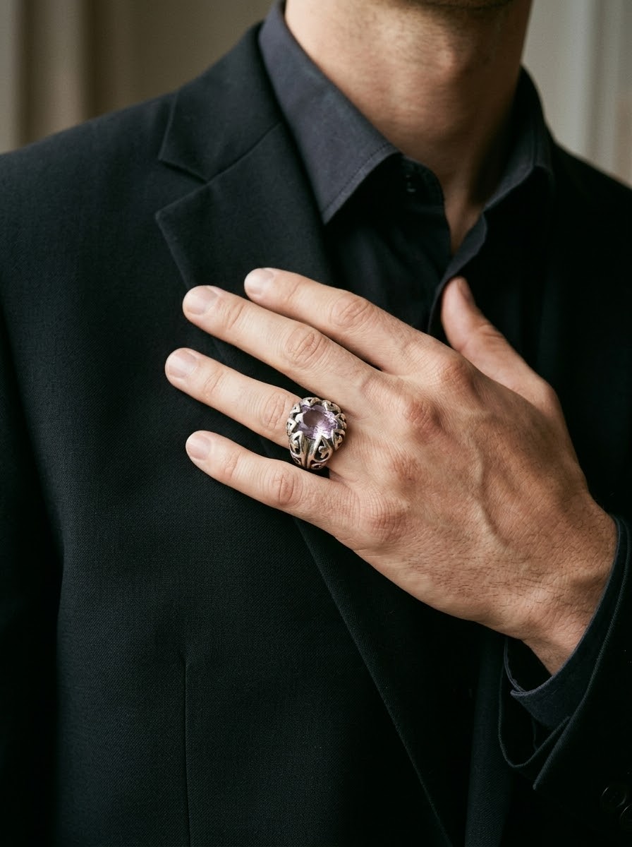 Amethyst Royal Vine Men’s Ring – 925 Sterling Silver