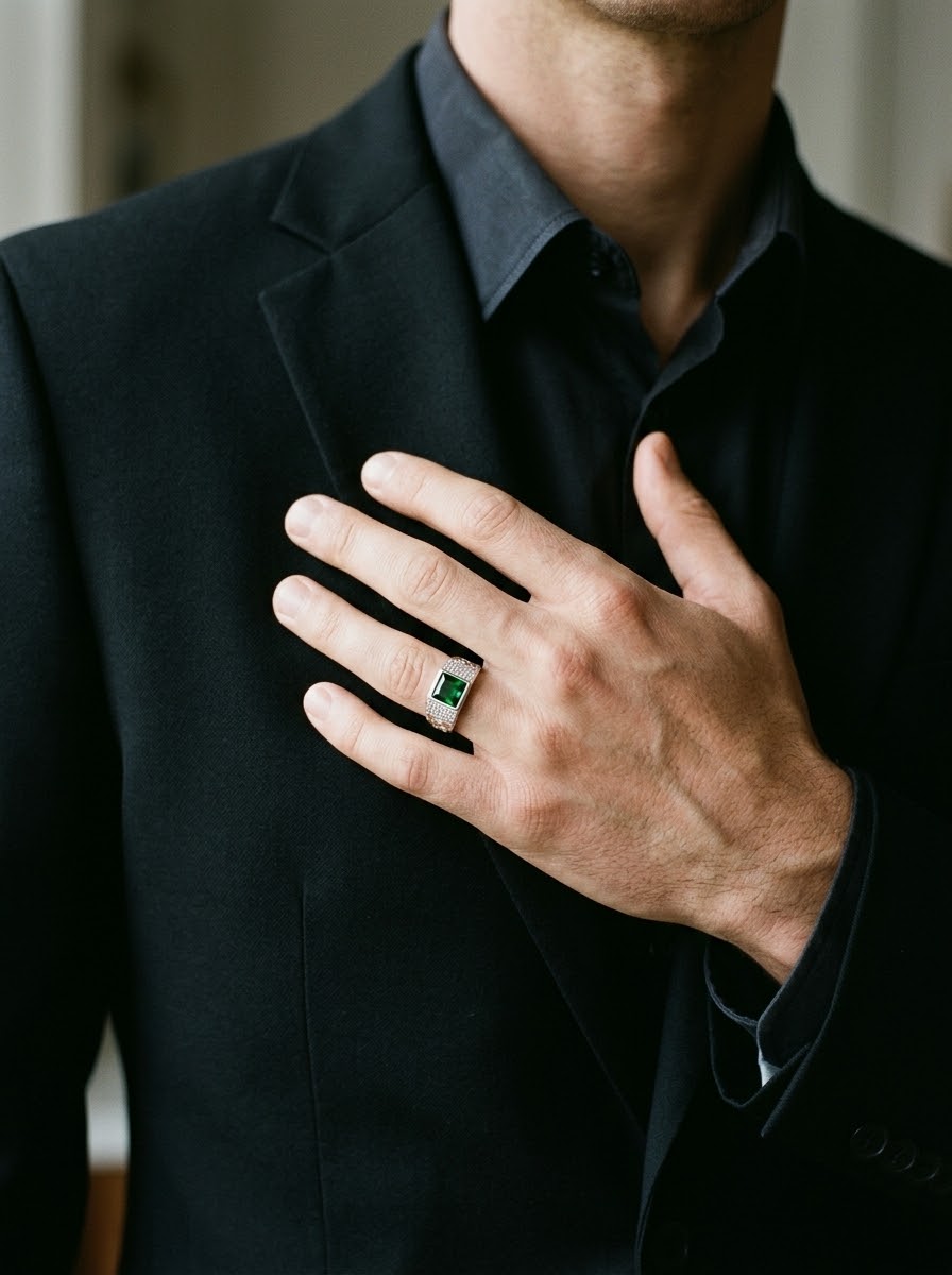 Emerald Prestige Men’s Ring – 925 Sterling Silver