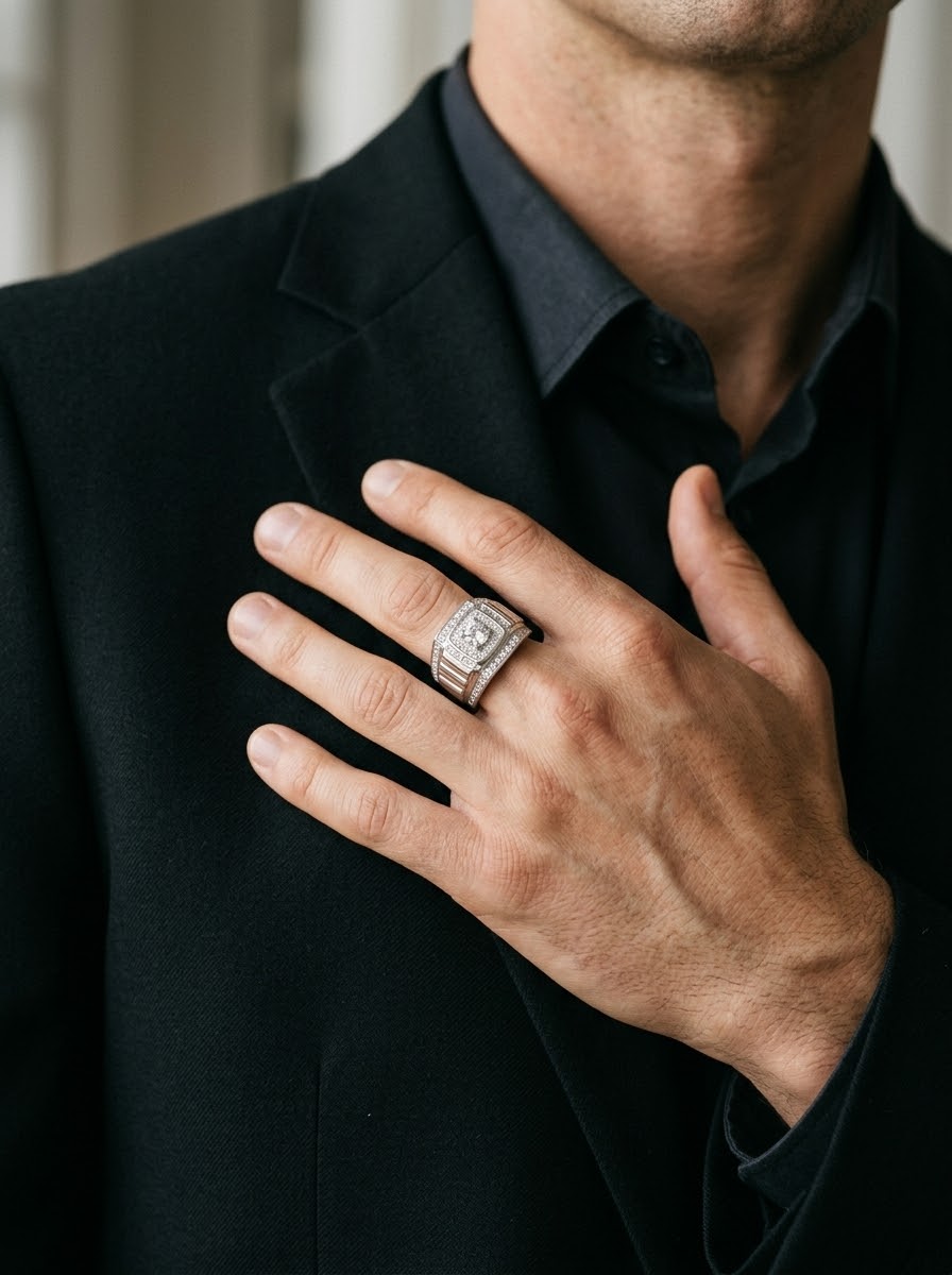 Moissanite Prestige Men’s Ring – 925 Sterling Silver