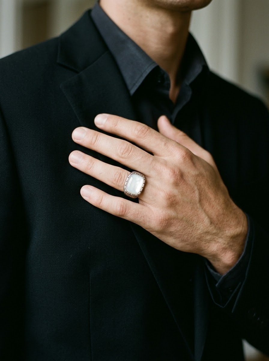 Lunar Majesty Moonstone Men’s Ring – 925 Sterling Silver