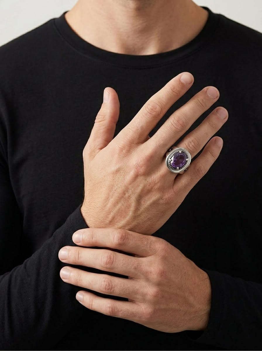 Amethyst Legacy Men’s Ring – 925 Sterling Silver