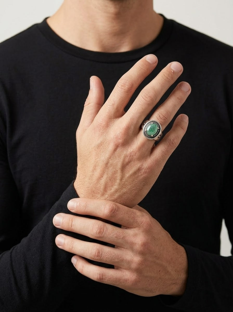 Emerald Heritage Men’s Ring – 925 Sterling Silver