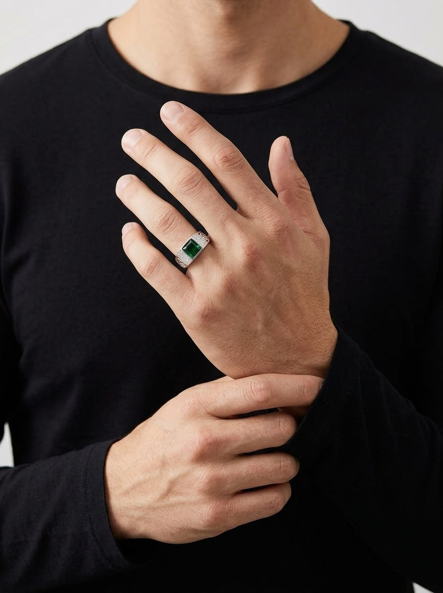 Emerald Prestige Men’s Ring – 925 Sterling Silver