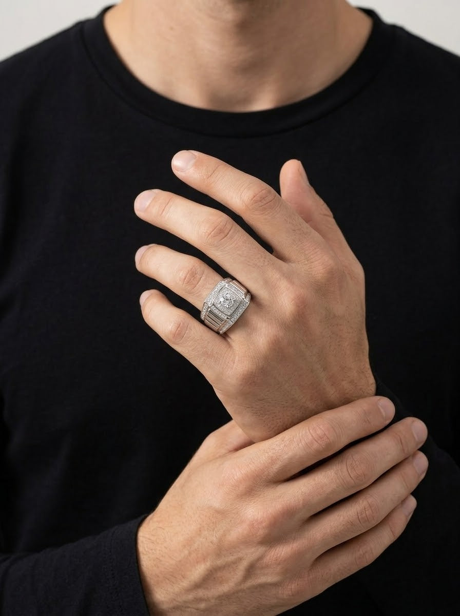 Moissanite Prestige Men’s Ring – 925 Sterling Silver