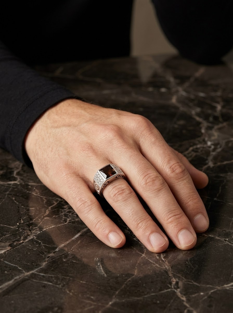 Crimson Heritage Garnet Men’s Ring – 925 Sterling Silver