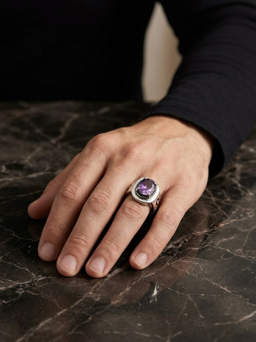 Amethyst Legacy Men’s Ring – 925 Sterling Silver