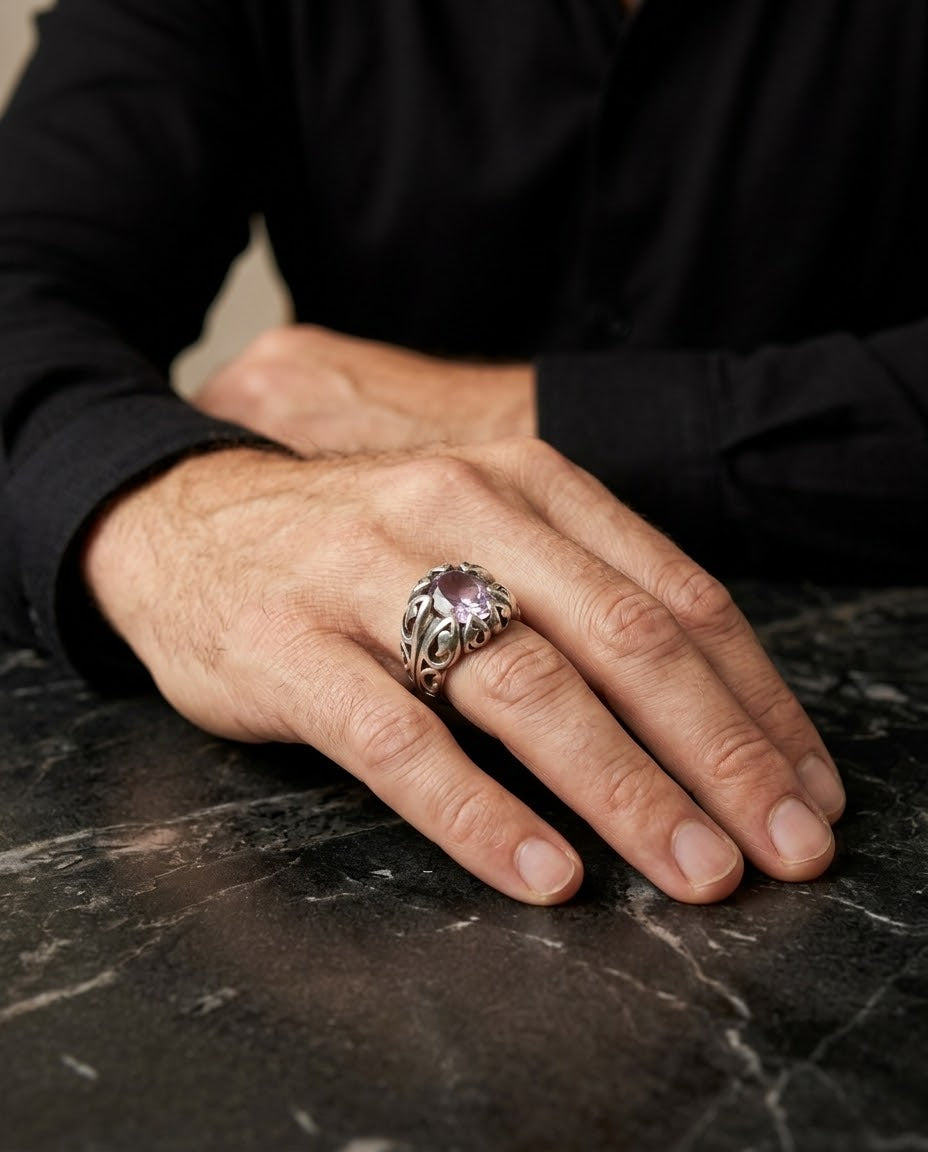 Amethyst Royal Vine Men’s Ring – 925 Sterling Silver