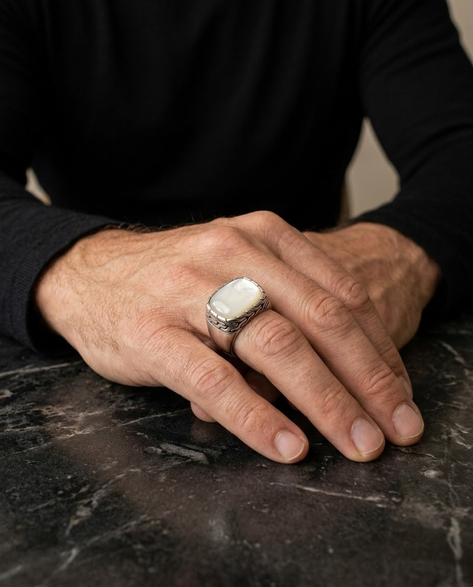 Lunar Majesty Moonstone Men’s Ring – 925 Sterling Silver