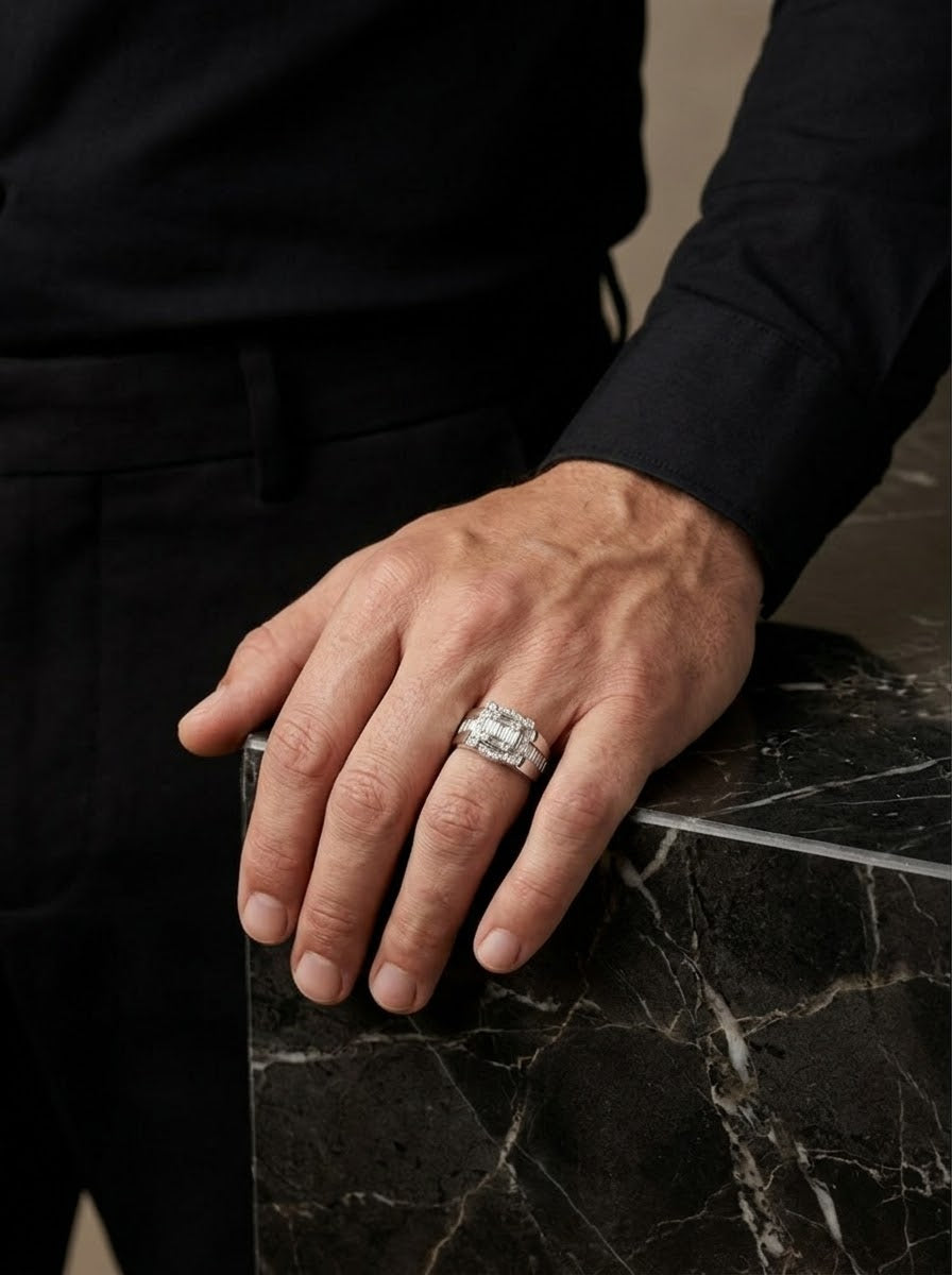 Royal Brilliance Moissanite Men’s Ring – 925 Sterling Silver