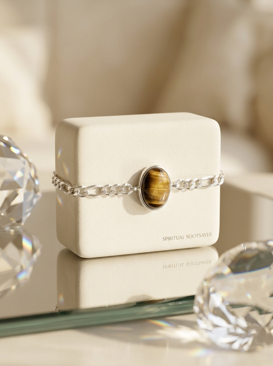Golden Stride Tiger Eye Men's Sterling Silver Bracelet – 925 Silver Chain Design