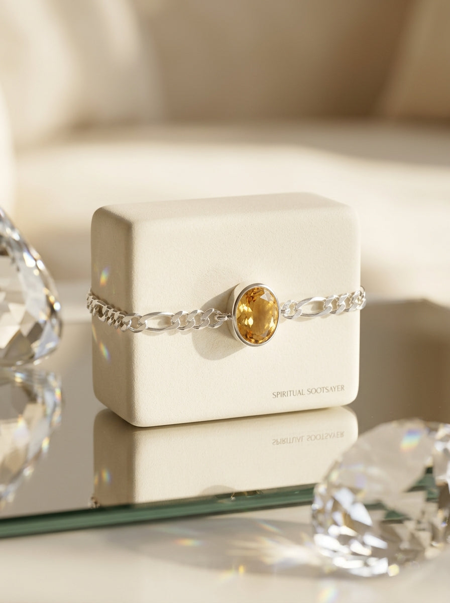 Golden Radiance Citrine Men’s Bracelet – 925 Sterling Silver