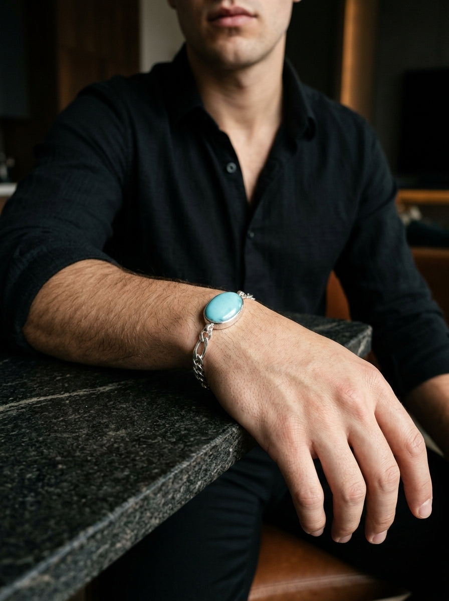 Azure Sovereign Turquoise Men’s Bracelet – 925 Sterling Silver