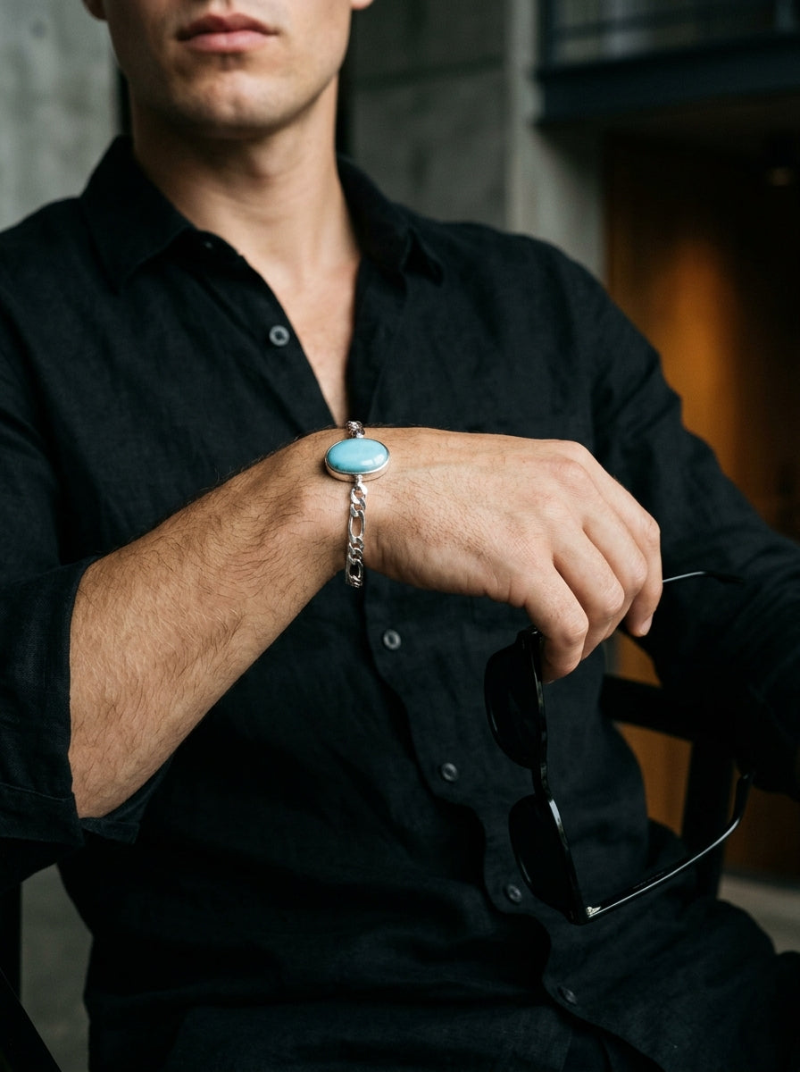 Azure Sovereign Turquoise Men’s Bracelet – 925 Sterling Silver