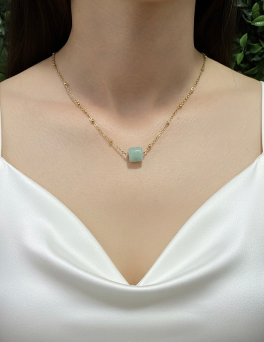 minimal gold plated amazonite necklace
