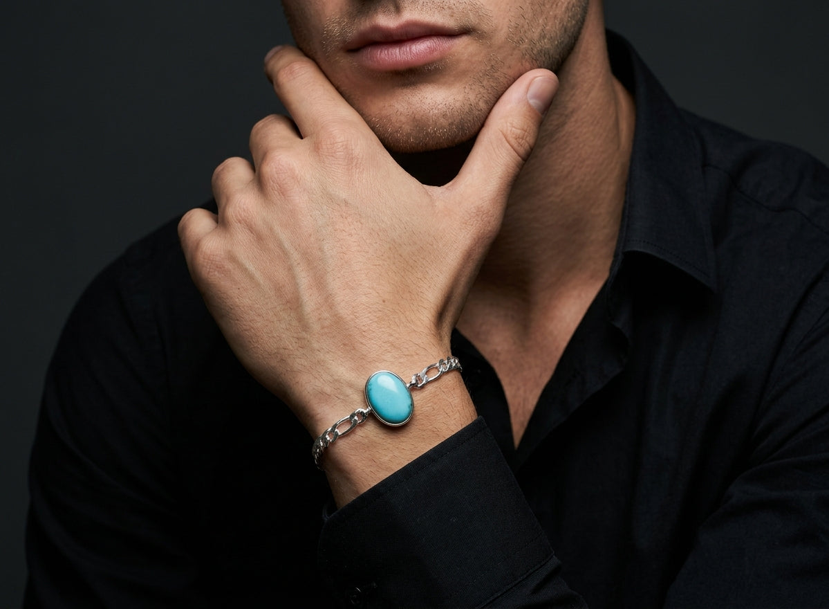 Azure Sovereign Turquoise Men’s Bracelet – 925 Sterling Silver