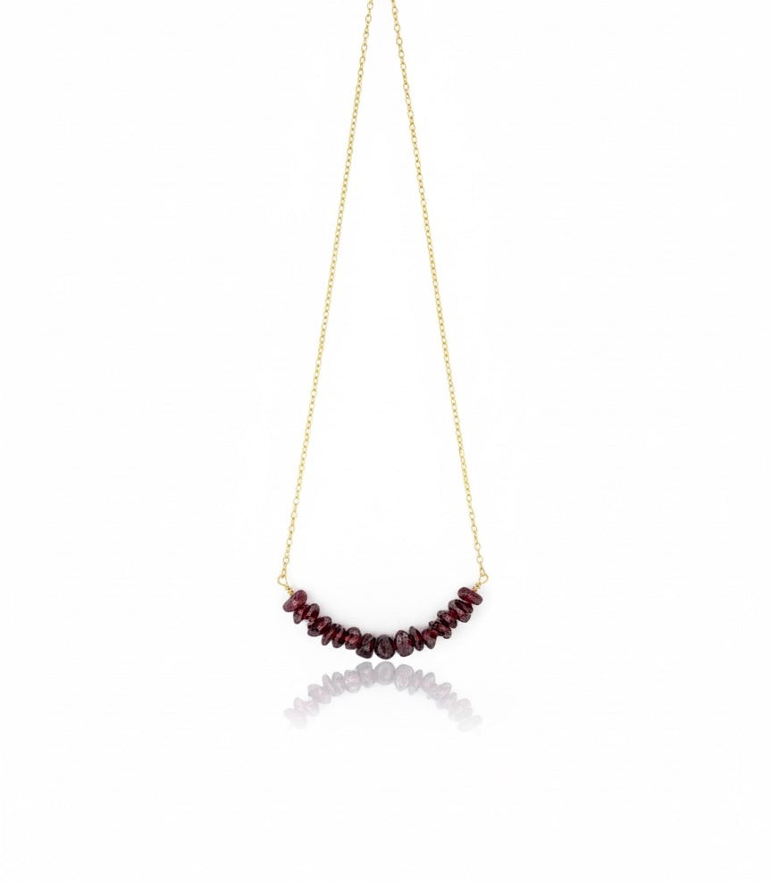 minimal gold plated garnet crystal necklace