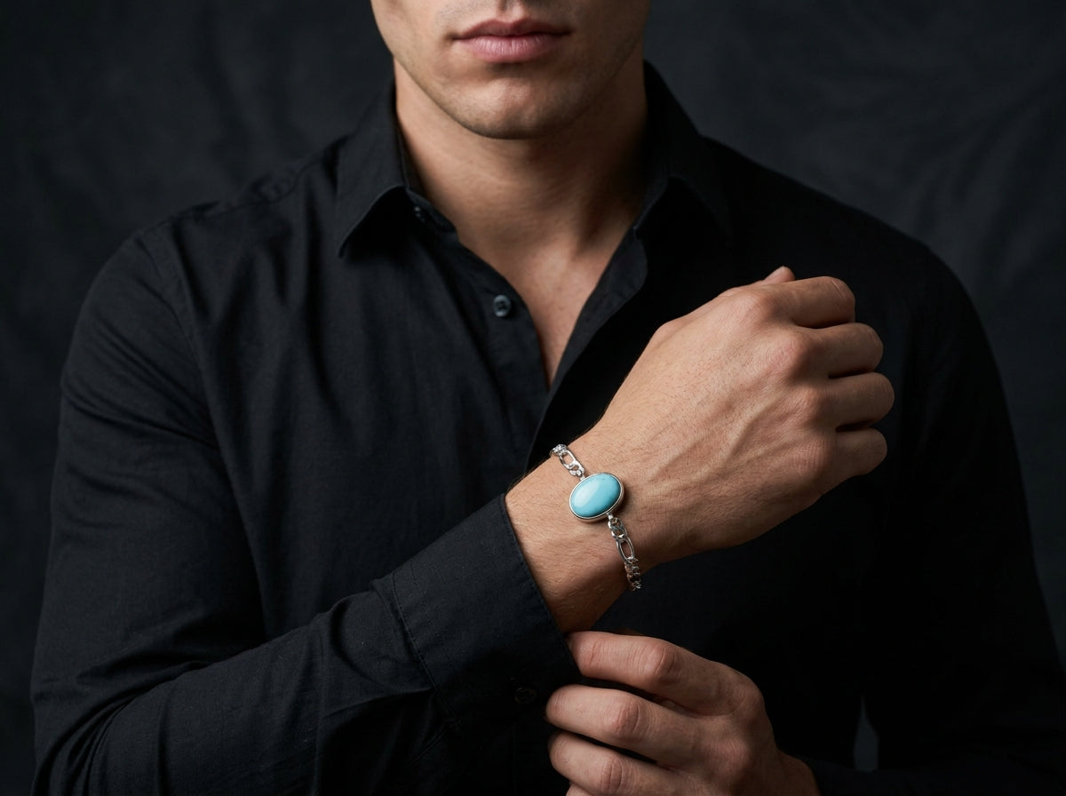 Azure Sovereign Turquoise Men’s Bracelet – 925 Sterling Silver