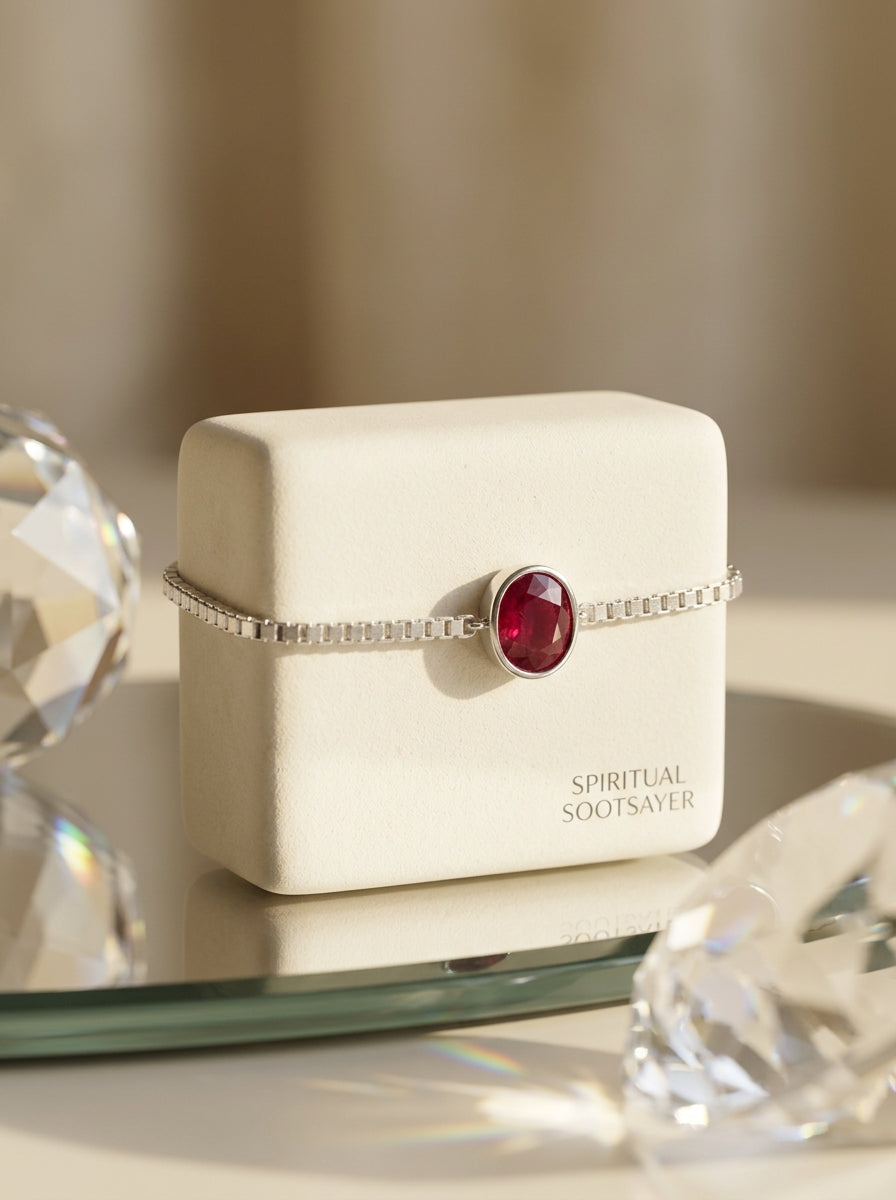 Crimson Elegance Ruby Women’s Bracelet – 925 Sterling Silver