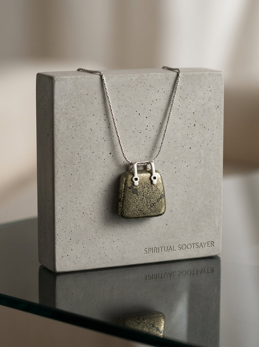 Gilded Fortune Pyrite Handbag Necklace – 925 Sterling Silver