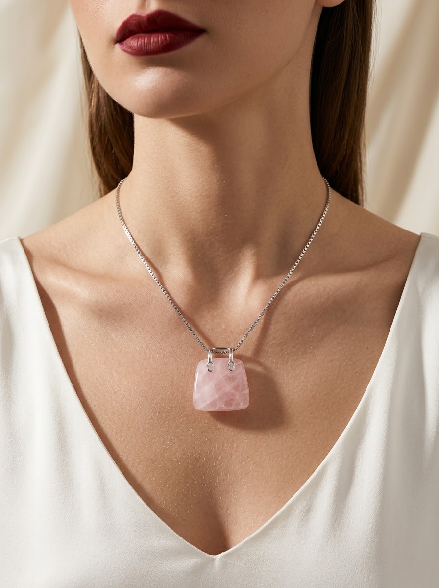 Rose Quartz Blush Elegance Necklace – 925 Sterling Silver