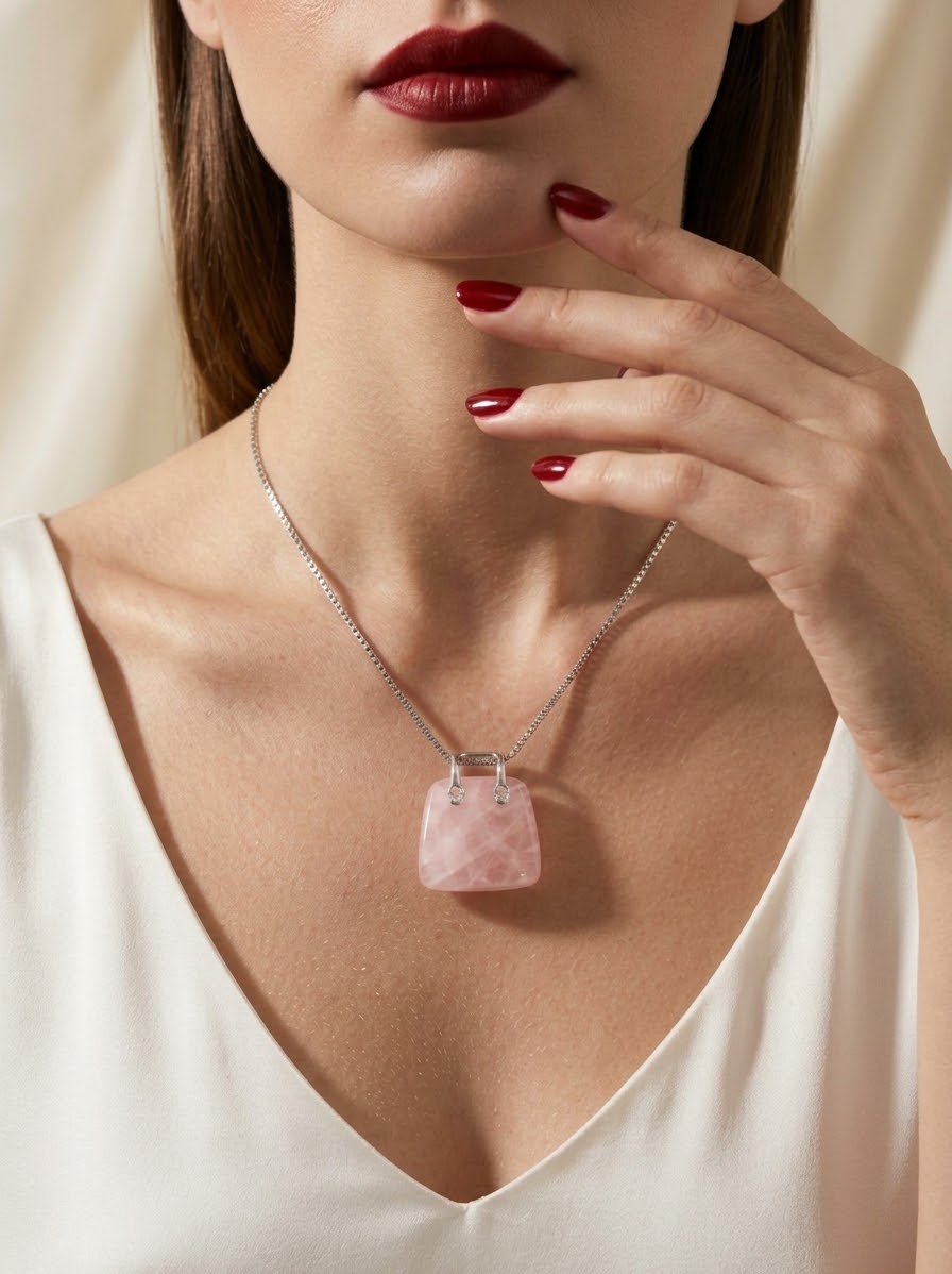 Rose Quartz Blush Elegance Necklace – 925 Sterling Silver