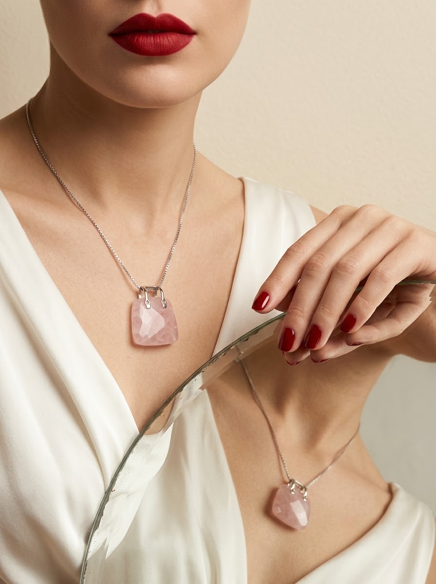 Rose Quartz Blush Elegance Necklace – 925 Sterling Silver