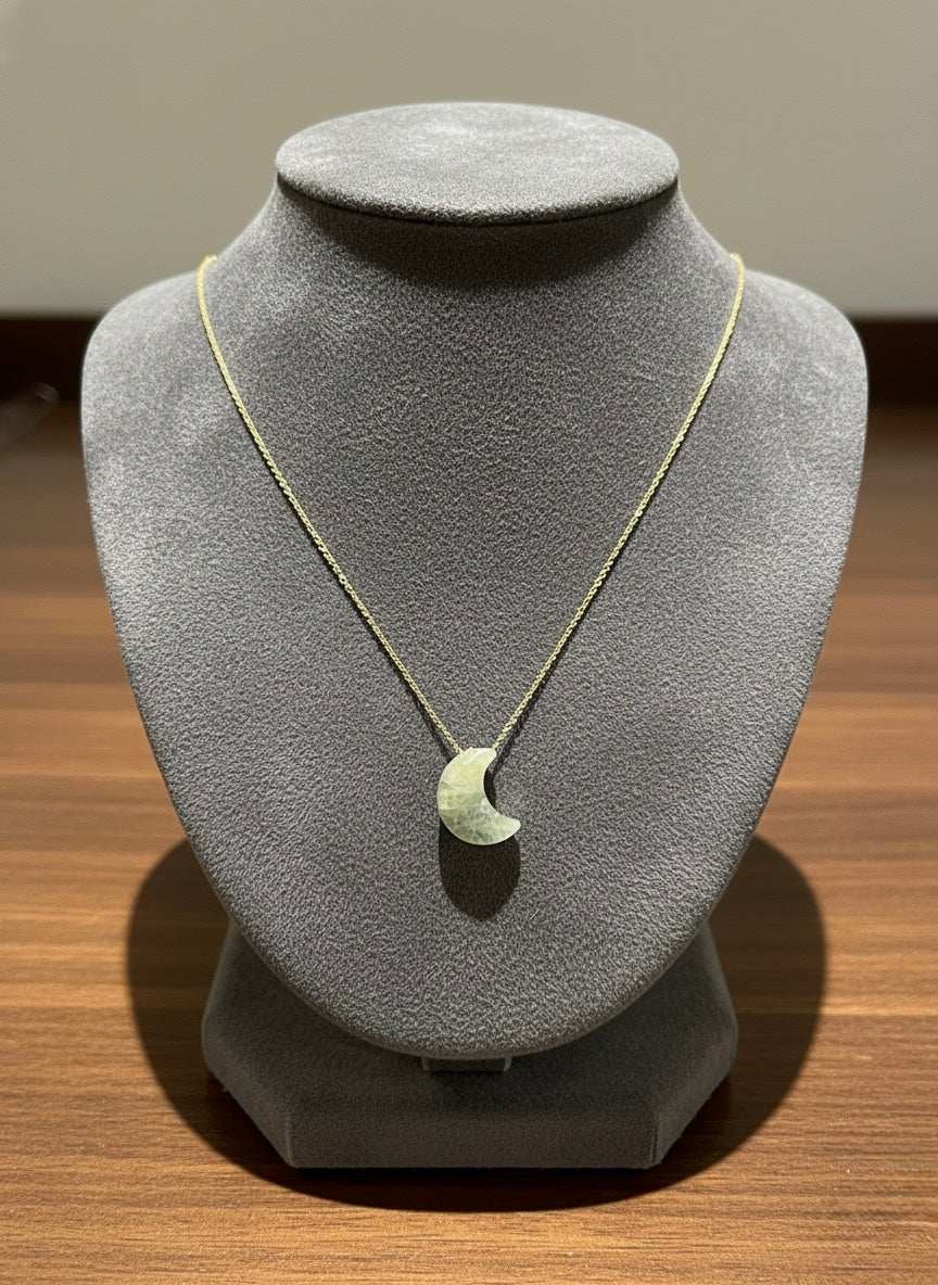 gold plated labradorite moon necklace for intuition