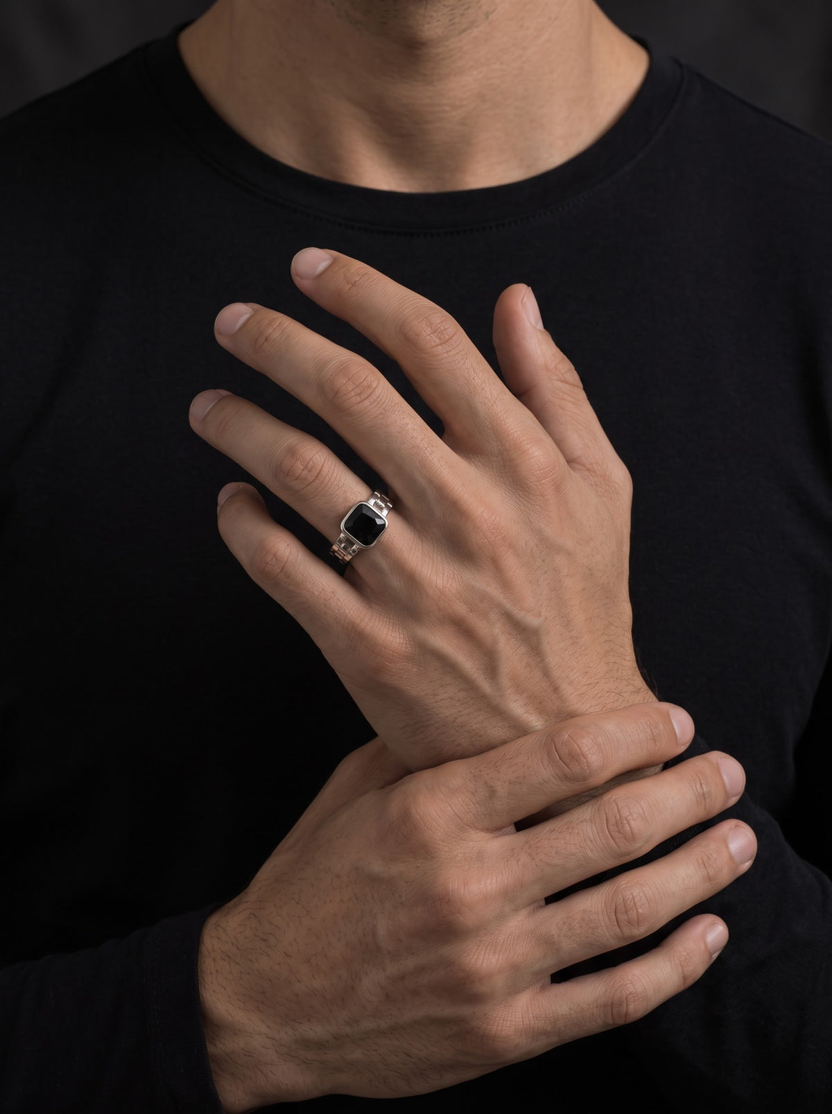 Black Onyx Signature Ring for Him – 925 Sterling Silver