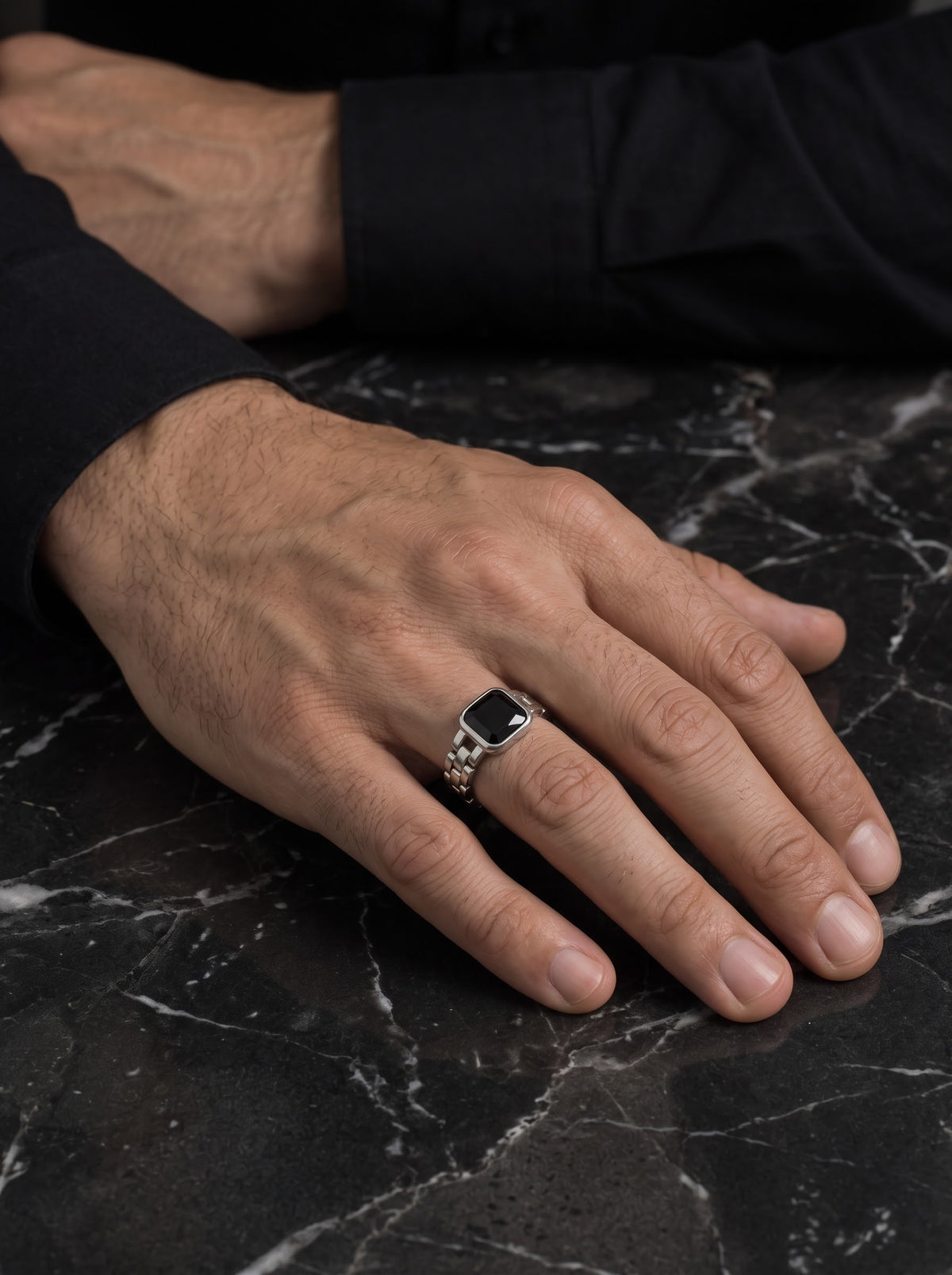 Black Onyx Signature Ring for Him – 925 Sterling Silver