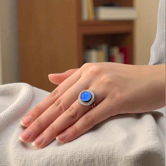 blue onyx ring on hand