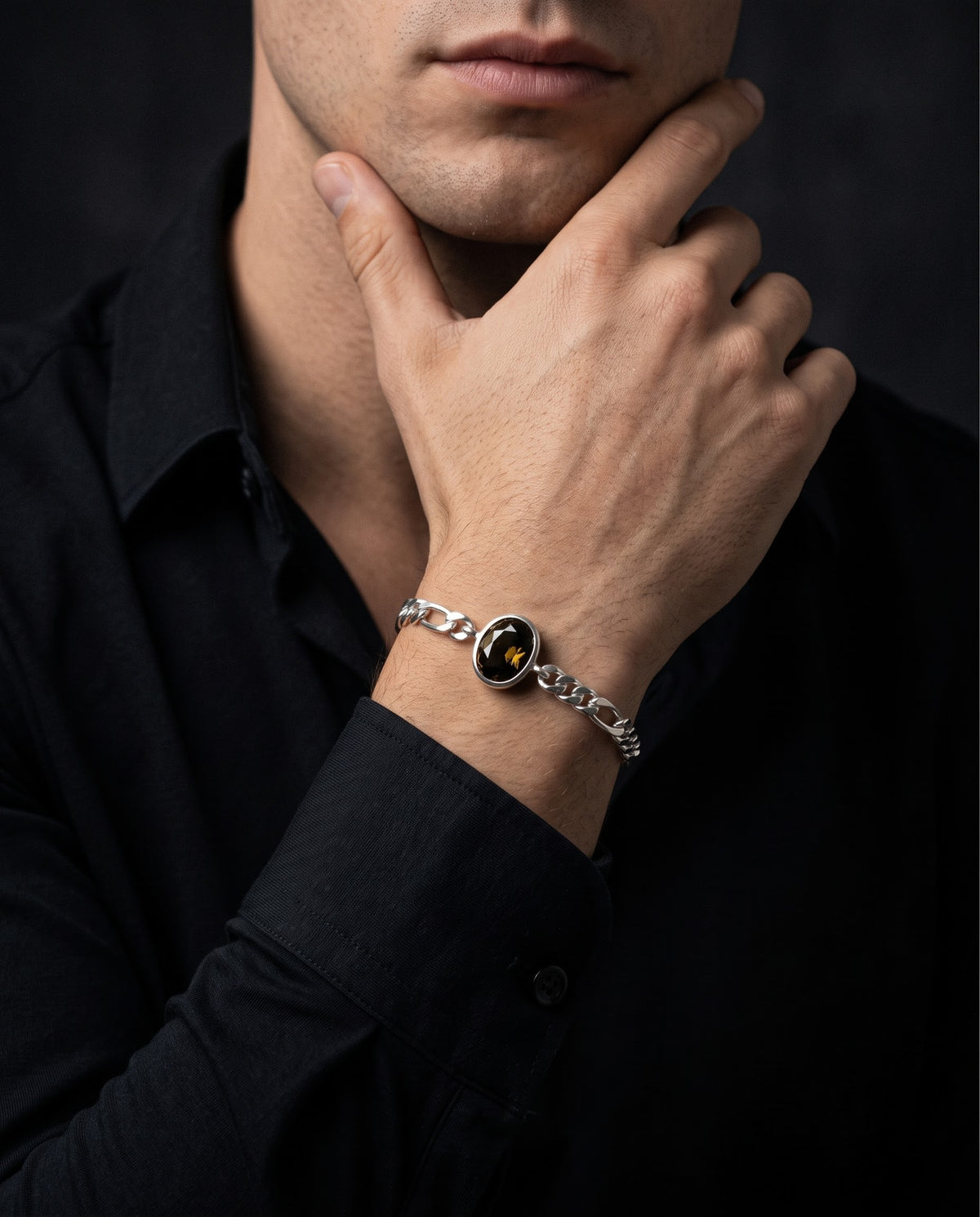 Midnight Sovereign Blue Sapphire Men’s Bracelet – 925 Sterling Silver