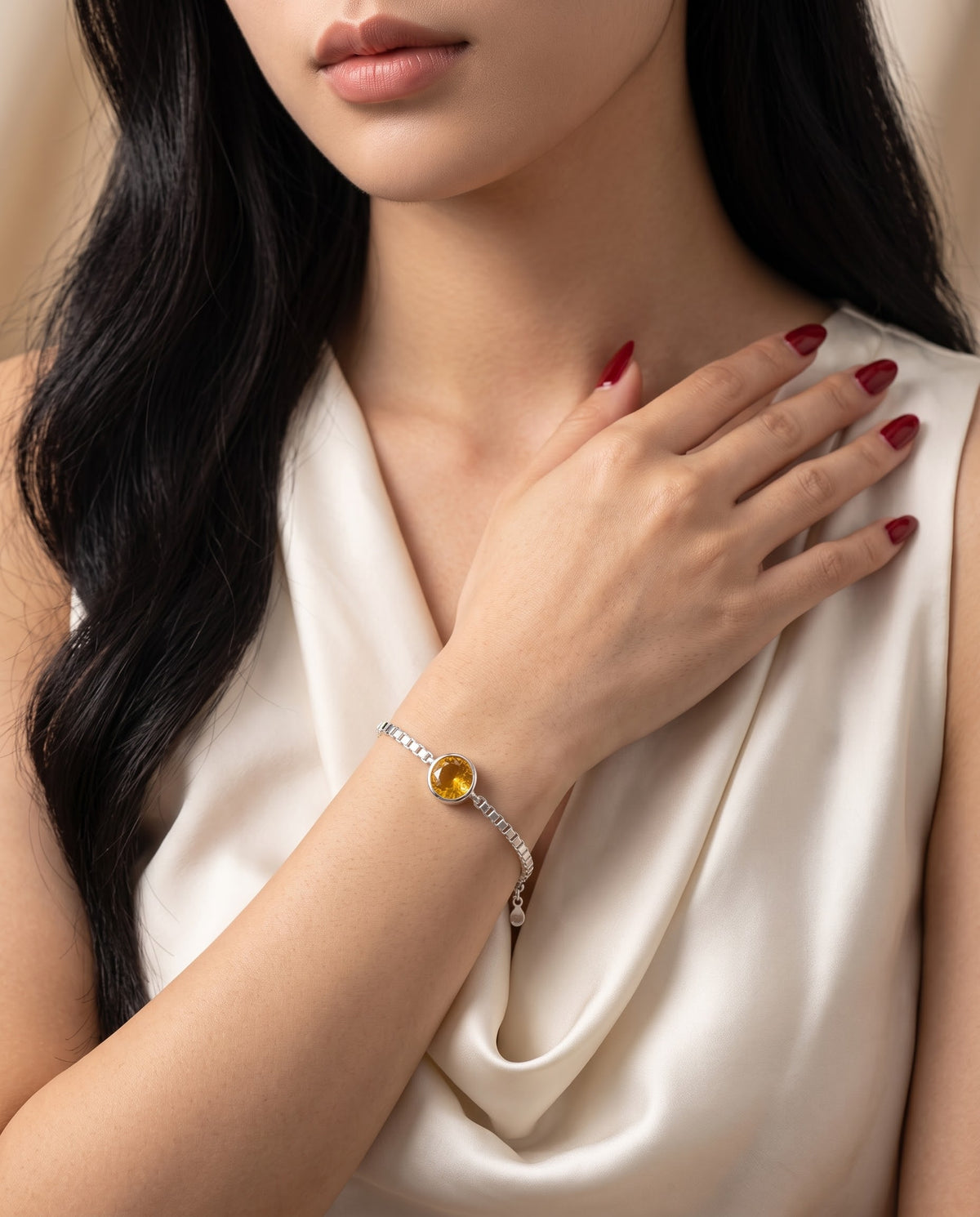 Solara Radiance Yellow Sapphire Women’s Bracelet – 925 Sterling Silver