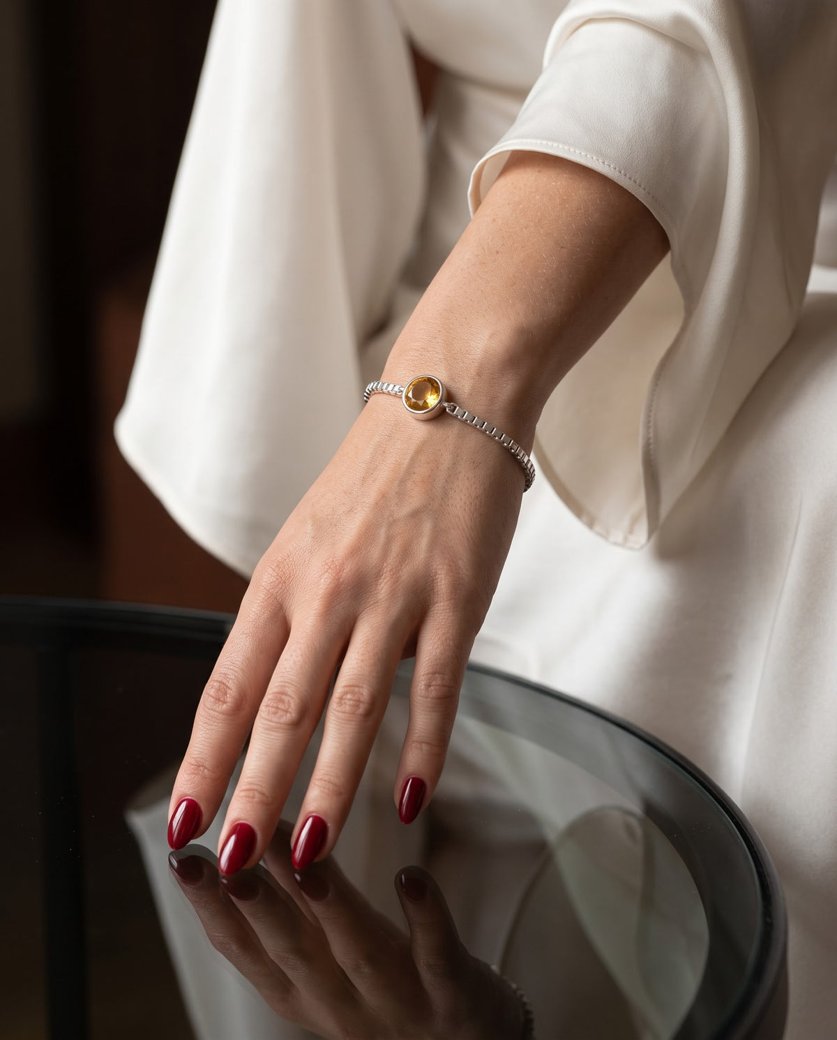 Solara Radiance Yellow Sapphire Women’s Bracelet – 925 Sterling Silver