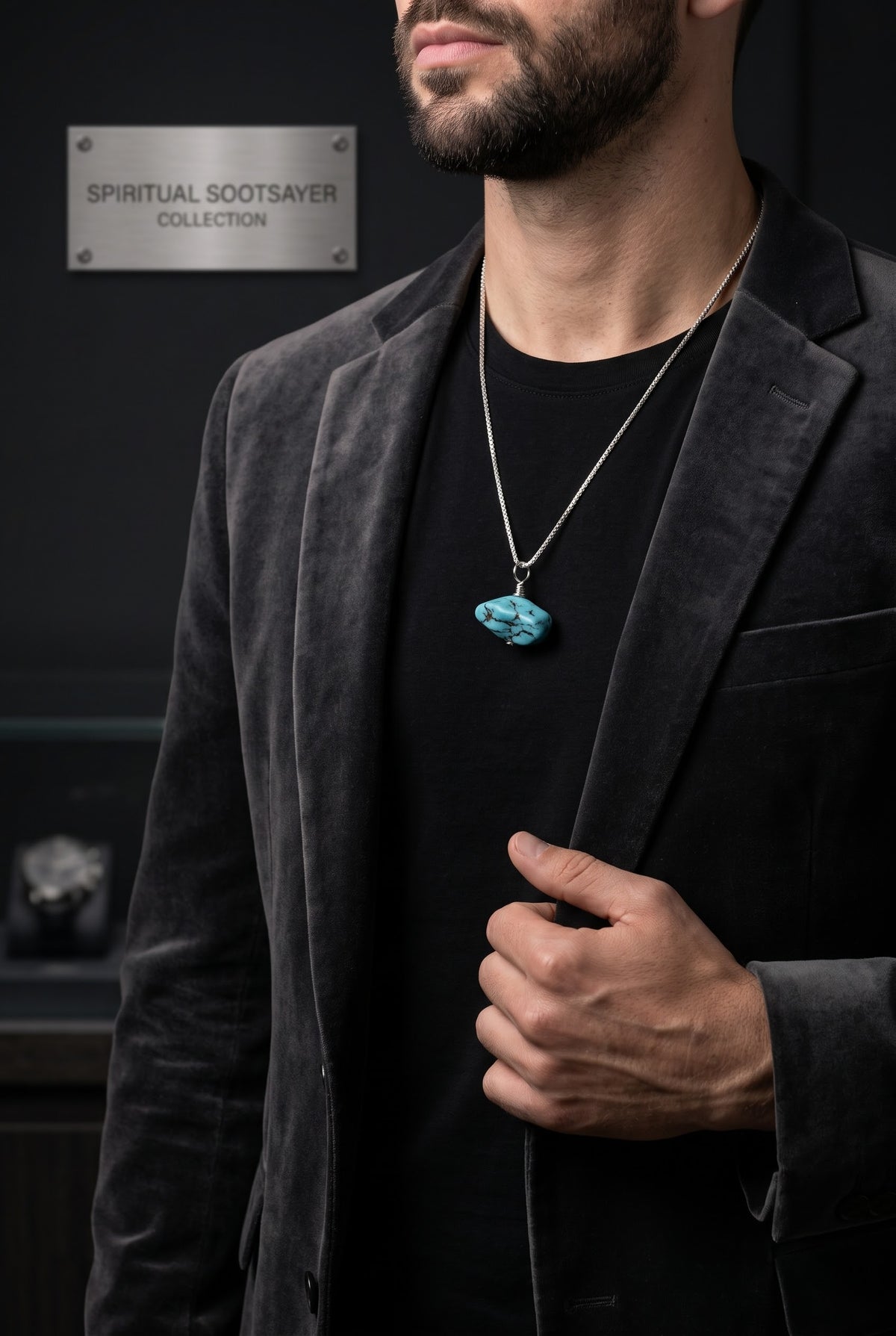 Azure Nomad Turquoise Men’s Necklace – 925 Sterling Silver