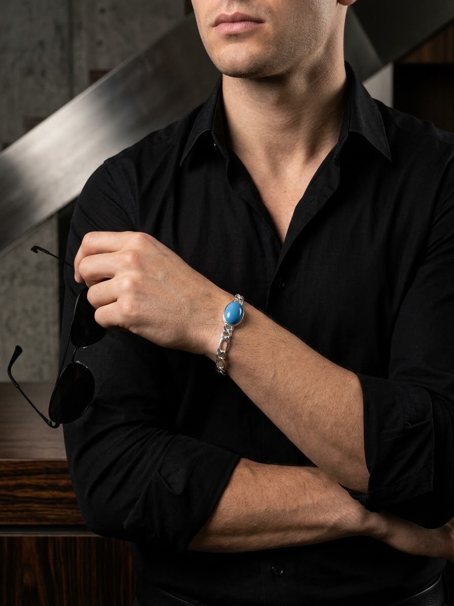 Azure Sovereign Turquoise Men’s Bracelet – 925 Sterling Silver