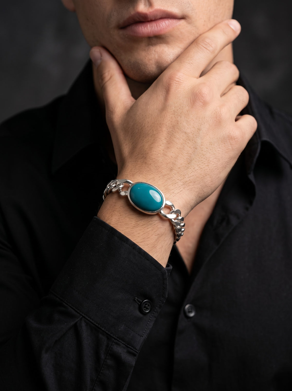Azure Sovereign Turquoise Men’s Bracelet – 925 Sterling Silver