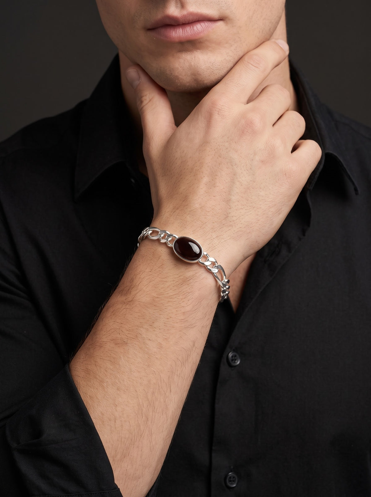 Obsidian Noir Black Obsidian Men’s Bracelet – 925 Sterling Silver