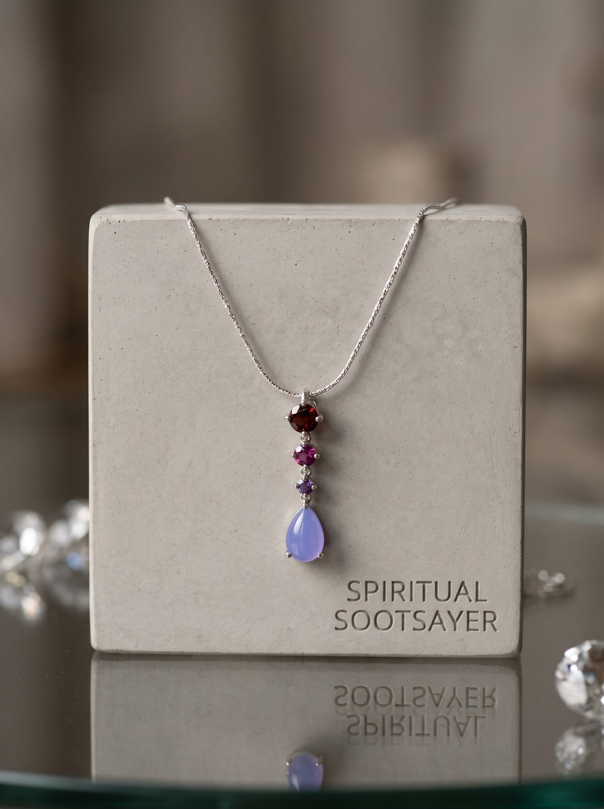 Twilight Cascade Amethyst & Garnet Necklace – 925 Sterling Silver