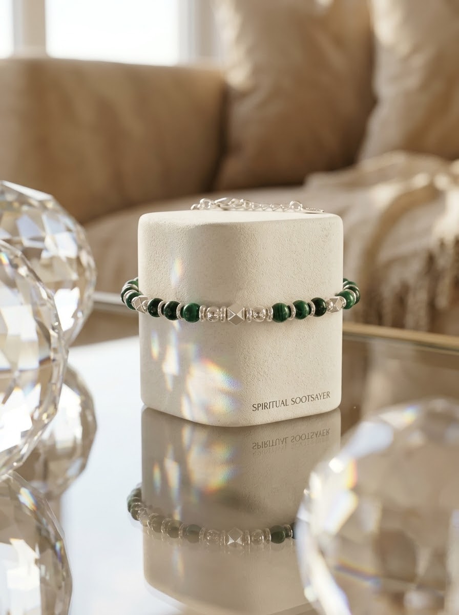Verdant Grace Malachite Bracelet – 925 Sterling Silver