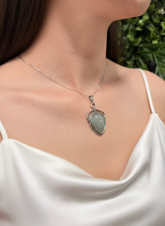 natural green aventurine pendant close up