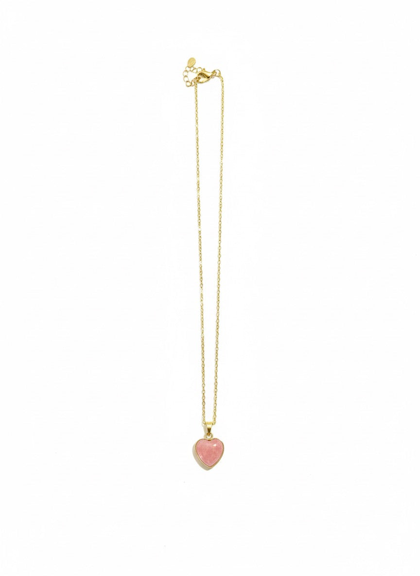 gold chain rhodonite love pendant