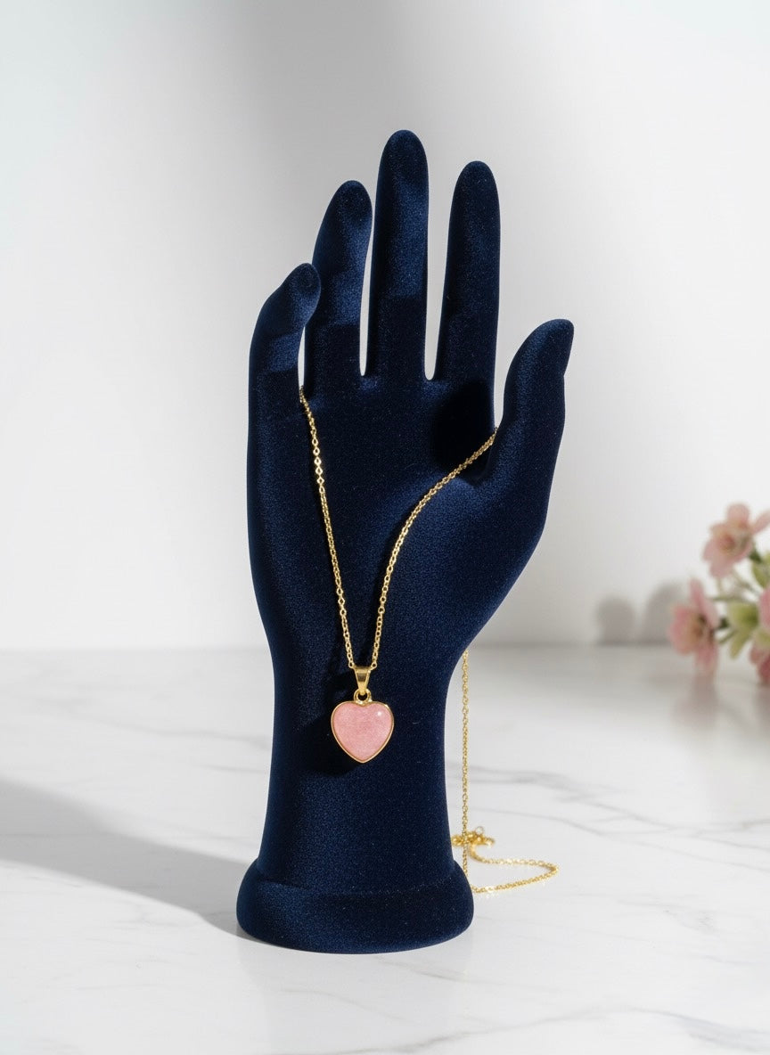 handmade rhodonite heart necklace