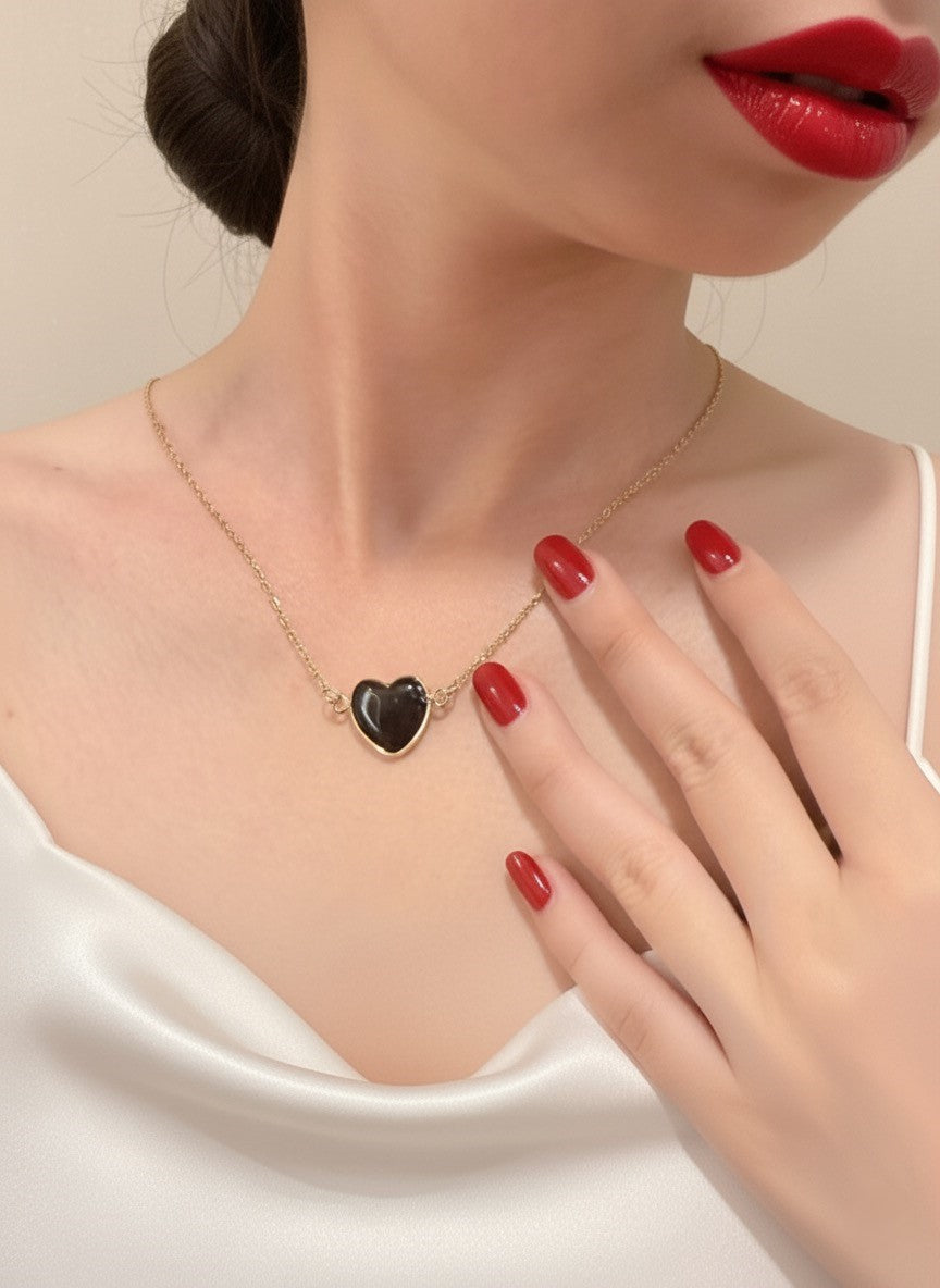 gold plated black obsidian necklace