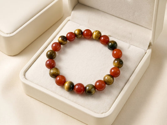 Ember & Gold – Tiger Eye and Carnelian Crystal Bracelet for Women