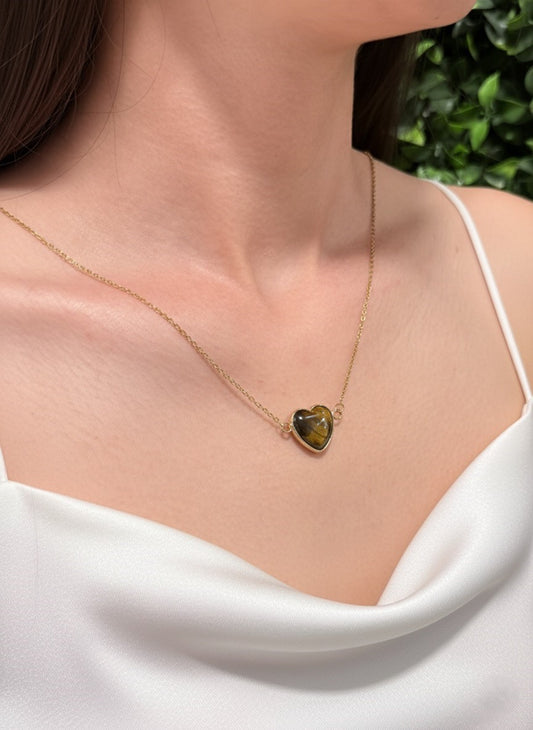 natural tiger eye heart pendant